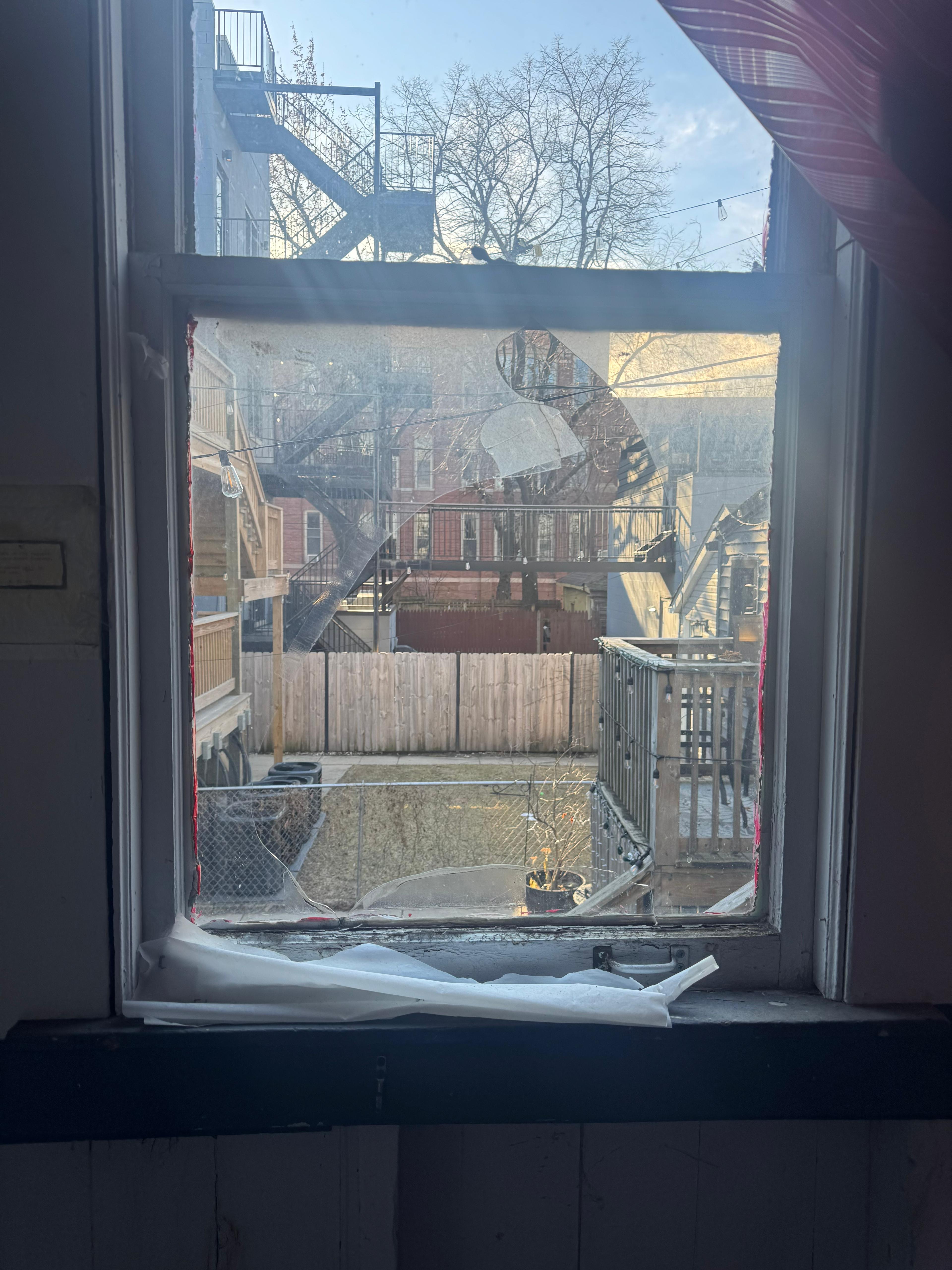 Old damaged window before repair